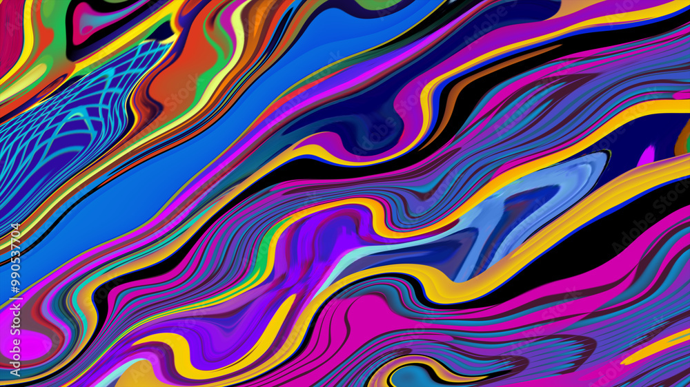 Naklejka premium Colorful abstract psychedelic and fluid background for music