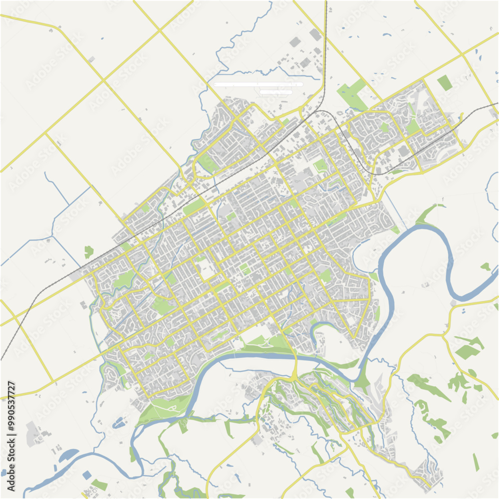 Fototapeta premium Map of Palmerston North in New Zealand in a normal road map style. Contains layered vector with roads water, parks, etc.