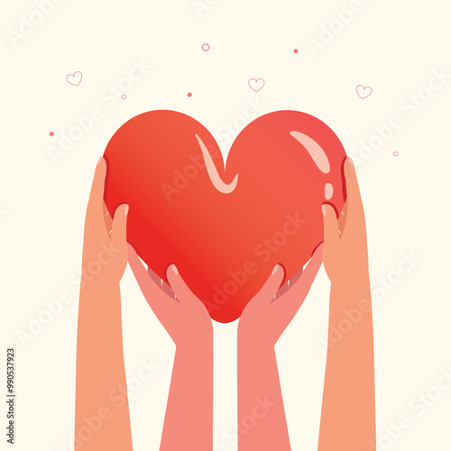 Heart in hand, Hands charity, give, share love to people. charity and donation hands with heart concept.