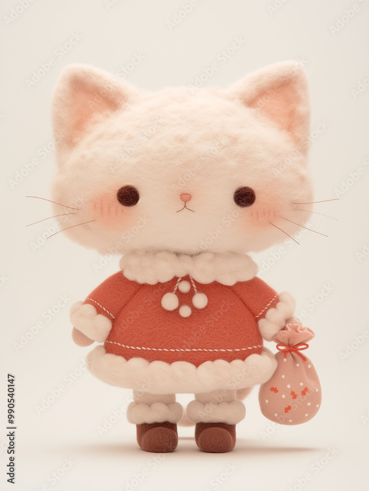 かわいいフェルト風のサンタクロース(ネコ) かわいいフェルト風のサンタクロース(ネコ)