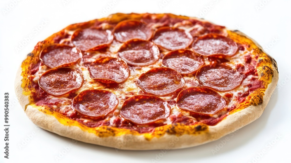 Close up of pepperoni pizza with melted cheese and tomato sauce. Close up of pepperoni pizza with melted cheese and tomato sauce.
