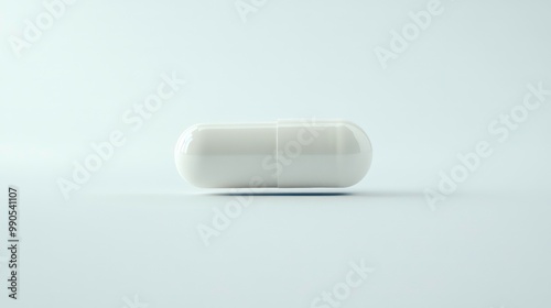 White capsule pill on a white background.