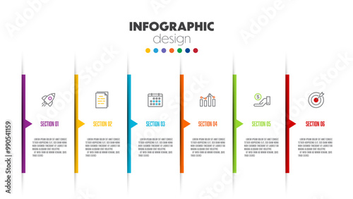 Timeline presentation infographic template concept business icon 6 option.