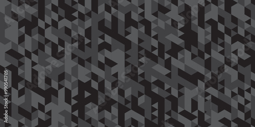 Abstract geometric black and gray cube background seamless mosaic and low polygon triangle texture wallpaper.