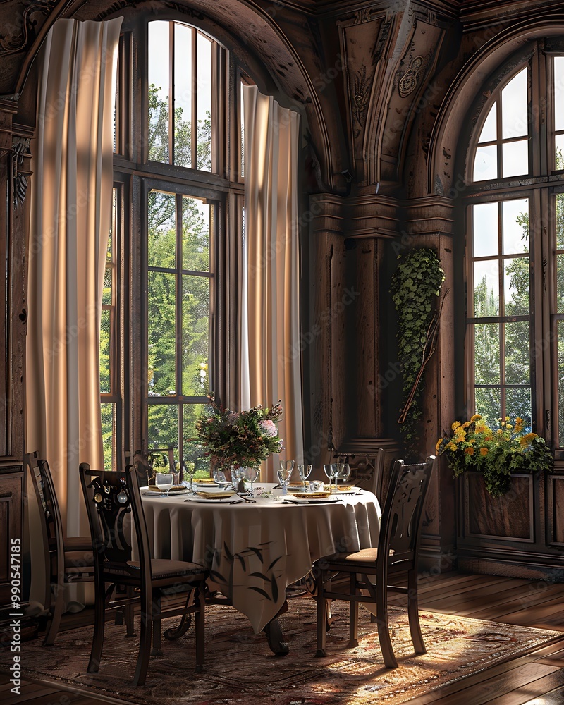 Elegant and Luxury Interior Dining Room - Cozy and Minimalist Dining Corner with Warm Natural Light Elegant and Luxury Interior Dining Room - Cozy and Minimalist Dining Corner with Warm Natural Light
