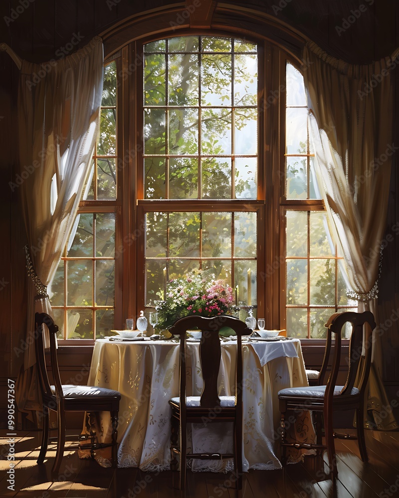 Elegant and Luxury Interior Dining Room - Cozy and Minimalist Dining Corner with Warm Natural Light Elegant and Luxury Interior Dining Room - Cozy and Minimalist Dining Corner with Warm Natural Light