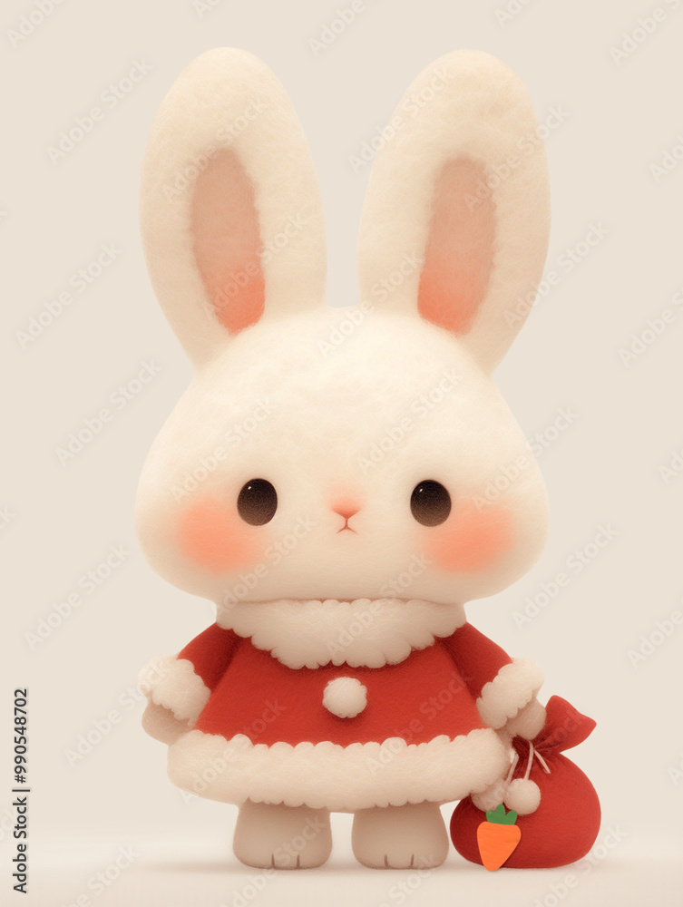 かわいいフェルト風のサンタクロース（うさぎ）