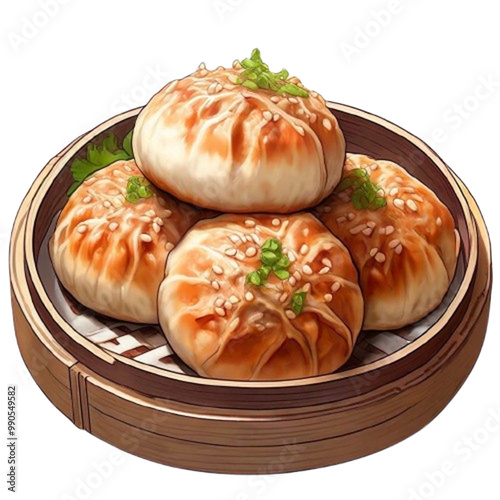 Savory Pork-Filled Baozi Buns in Bamboo Steamer