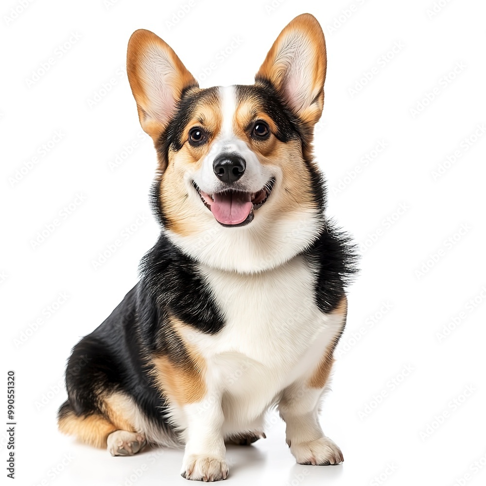 Welsh corgi breed dog sitting on a white background Welsh corgi breed dog sitting on a white background