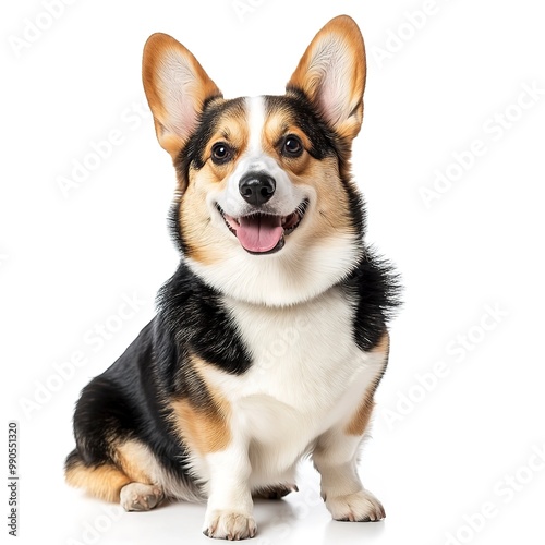 Welsh corgi breed dog sitting on a white background 