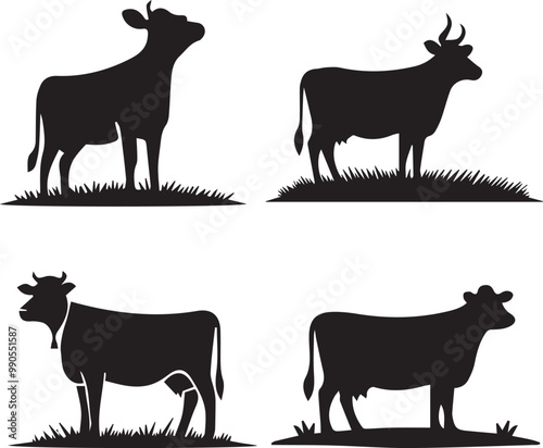 Cow silhouette, Cow icon, Cow vector, 