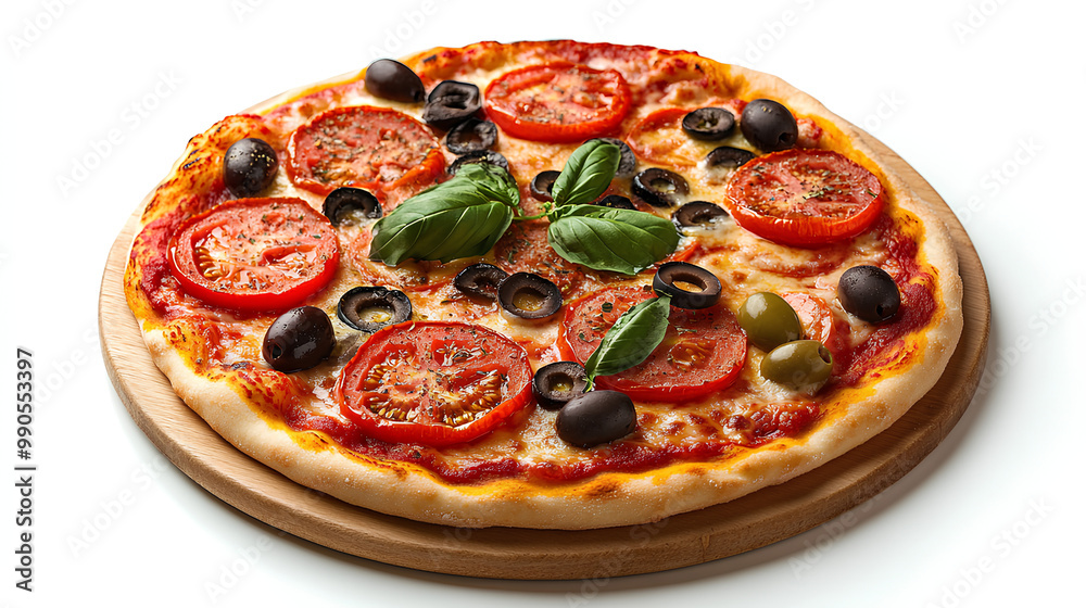 Vegan pizza with tomatoes and olives Vegan pizza with tomatoes and olives
