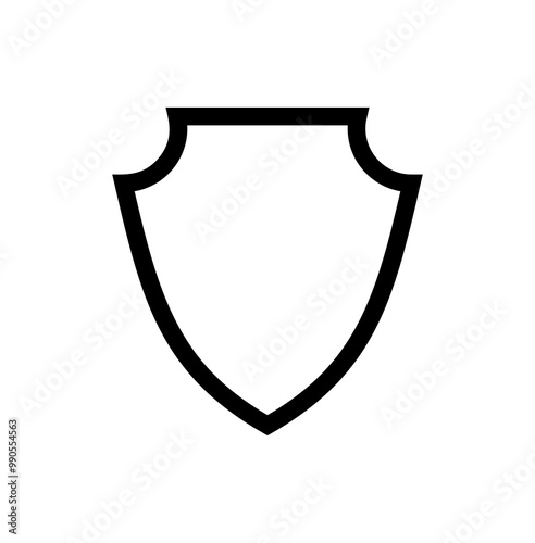 emblem Shield frame Logo. Vector template outline Sign of Protection, Guard and Security. Insurance or Immunity Symbol. Empty icon design isolated on white background