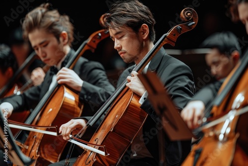 Classical Musicians in Concert Performance with Cellos