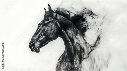 Black Horse in Motion