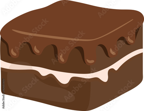 Dessert Chocolate Cake Illustration