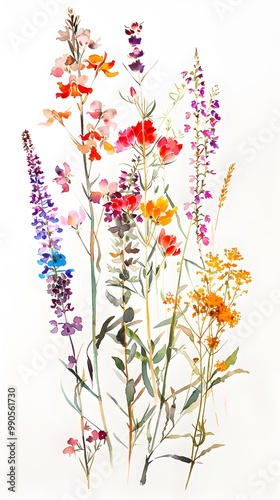 Bouquet of vibrant wildflowers perfect for nature, gardening, spring, floral, and botanical concepts in design, art, and marketing projects.