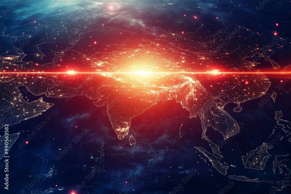 East Asia's geopolitical instability, dramatic future scenes.A stunning view of Earth from space with a galaxy in the background East Asia's geopolitical instability, dramatic future scenes.A stunning view of Earth from space with a galaxy in the background