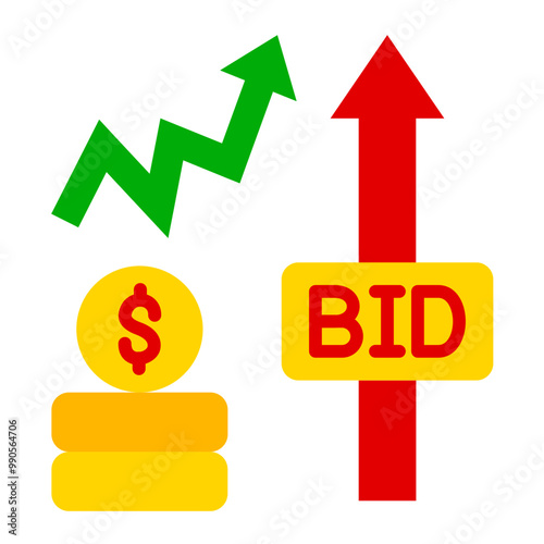 Vector Design Bid Increment Icon Style