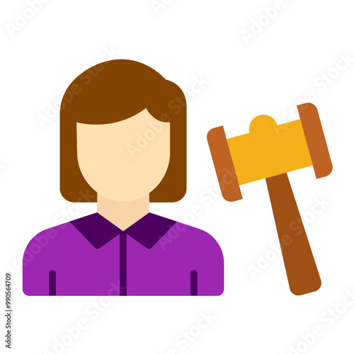 Vector Design Auctioneer Female Icon Style