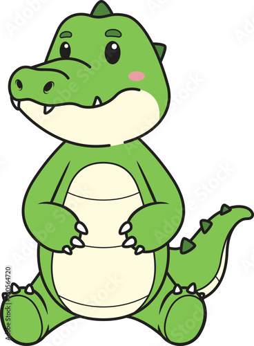 Cartoon cute crocodile safari animal vector illustration