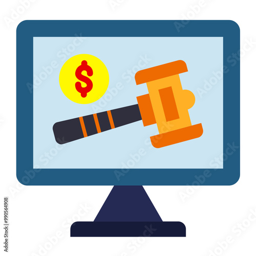 Vector Design Online Bidding Icon Style
