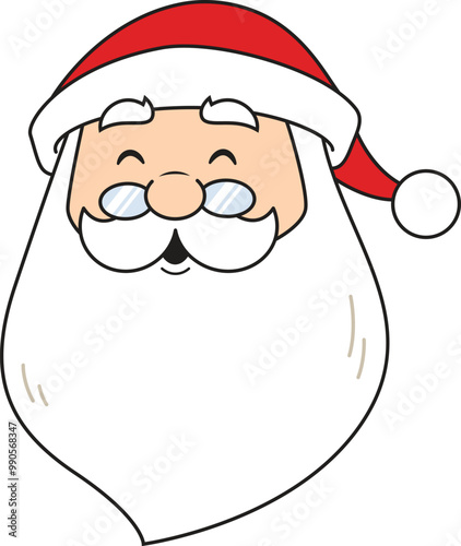 Cartoon cheerful santa claus face vector illustration