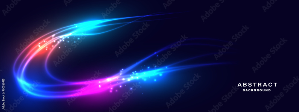 Glowing curve light trail lines effect on dark background Glowing curve light trail lines effect on dark background