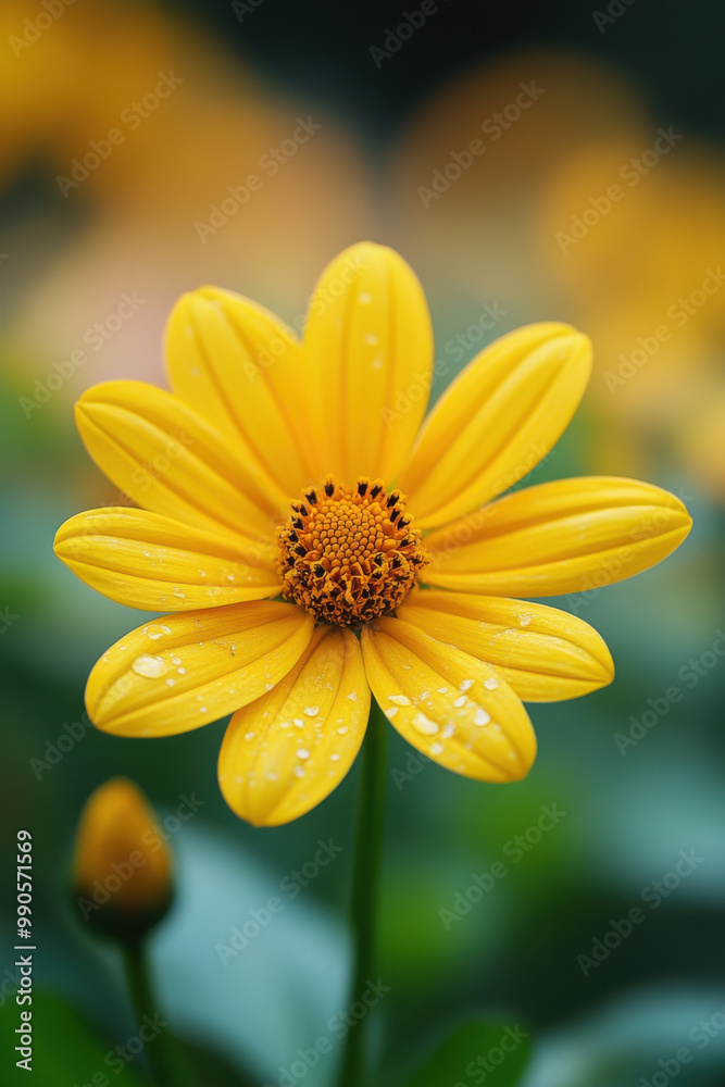Close up yellow cosmos flower in garden Close up yellow cosmos flower in garden