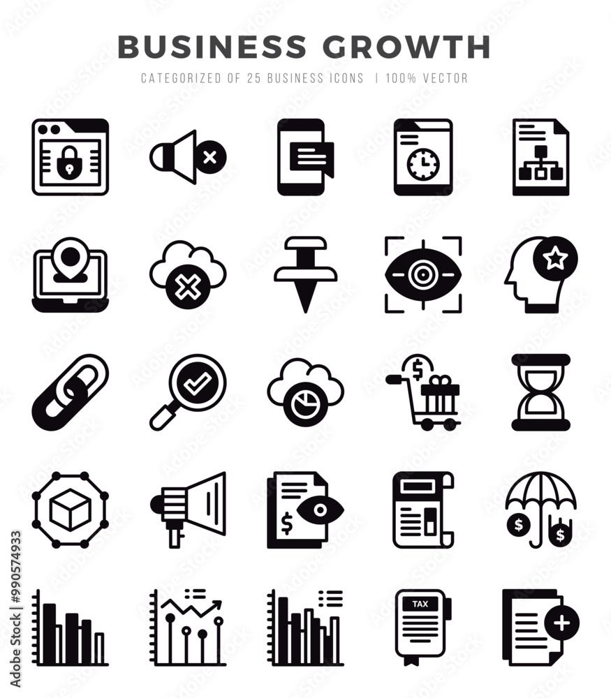 Business Growth Icons bundle. Lineal Filled style Icons. Vector illustration. Business Growth Icons bundle. Lineal Filled style Icons. Vector illustration.
