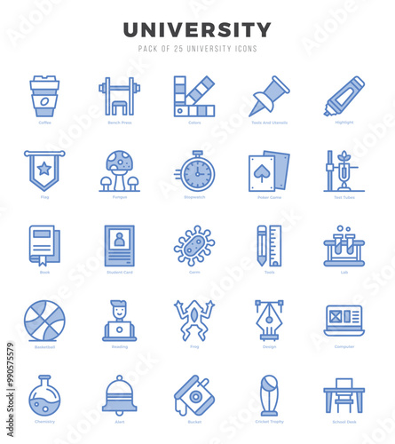 University Icons bundle. Two Color style Icons. Vector illustration.