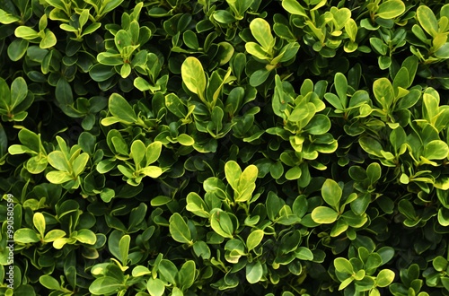 Lush Green Foliage Texture with Variegated Leaves