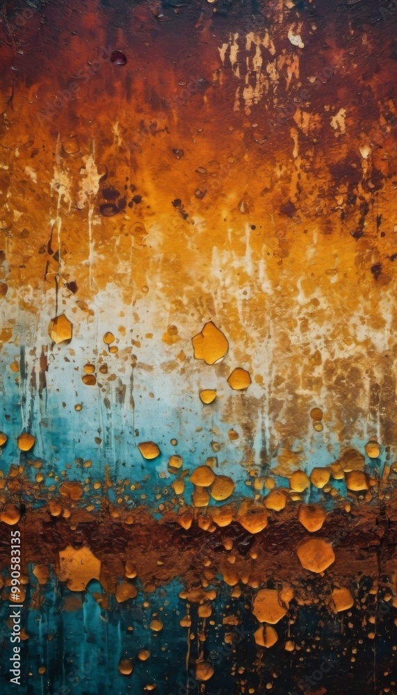 Fototapeta premium canvas with an abstract image of paint drips in warm colors. phone wallpaper. ai generated