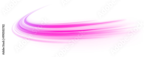 Abstract neon rays of light on a transparent background in PNG format. Purple speeds on the expressway. Vector illustration for perfect effect with sparkles. 