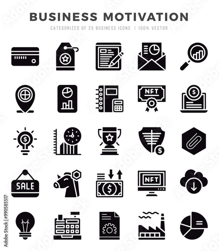 Business Motivation icons set for website and mobile site and apps.