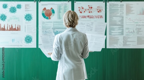 A person reviewing scientific data and charts related to health.