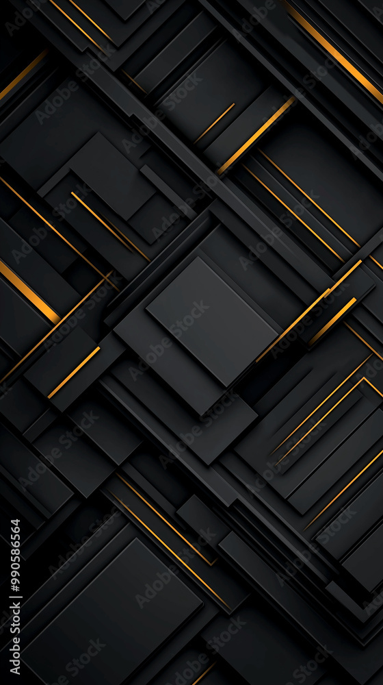 A black and gold abstract design with a lot of squares and rectangles. The design is very modern and sophisticated A black and gold abstract design with a lot of squares and rectangles. The design is very modern and sophisticated