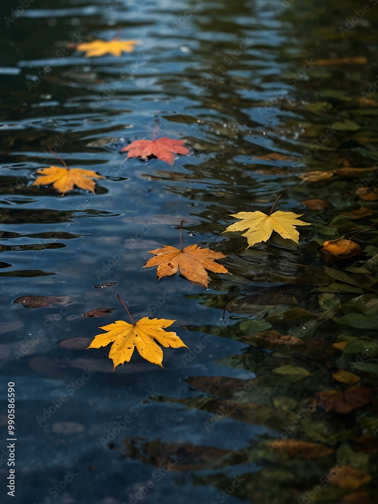 Autumn leaves on the water. Autumn leaves on the water.
