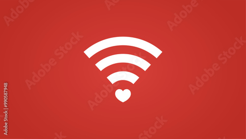 Vibrant WiFi Icon with Heart and Signal Levels for Engaging Graphics