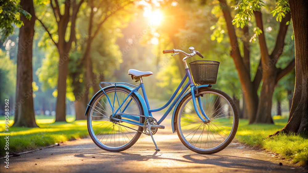 Fototapeta premium Blue Bicycle on a Path