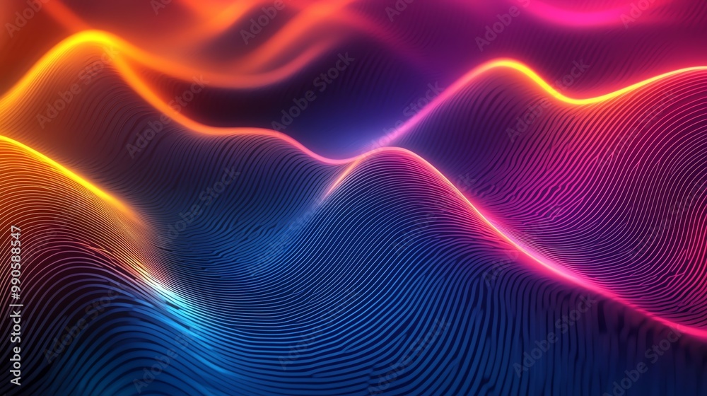 Abstract colorful background with glowing wavy lines. Abstract colorful background with glowing wavy lines.