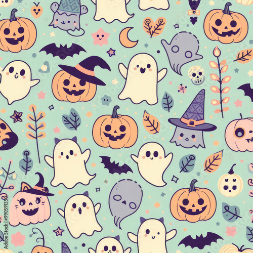 seamless pattern with monsters