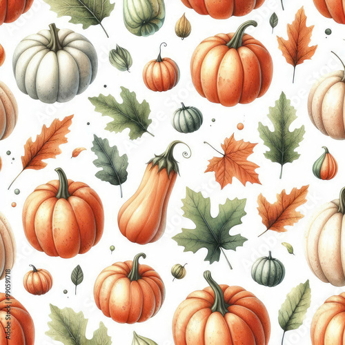 seamless pattern with pumpkins