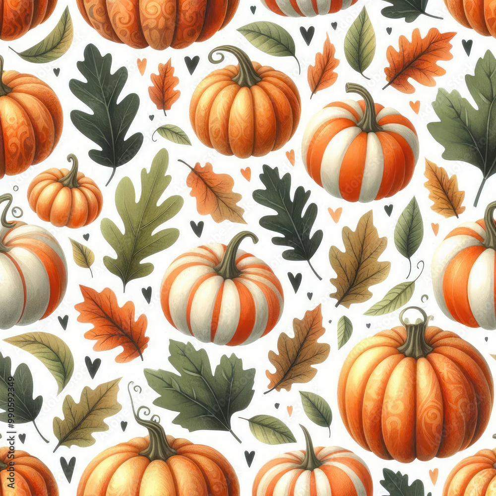 seamless pattern with pumpkins