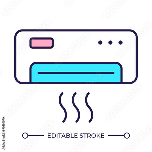 AC unit RGB color icon. Air conditioning. Indoor climate control. HVAC at home. Cooling and heating equipment. Isolated vector illustration. Simple filled line drawing. Editable stroke