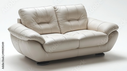 Comfortable cream two-seater sofa designed for modern living rooms with plush cushions and elegant styling photo