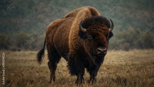 Bison strength depicted with natural textures.