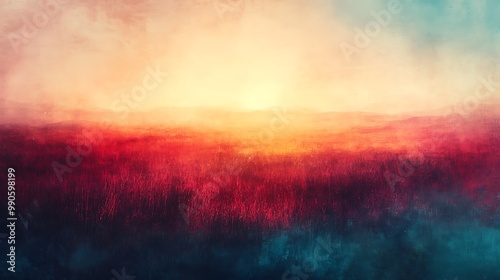 Red and Blue Sunset Landscape Abstract Background