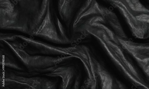 Black leather background with folds