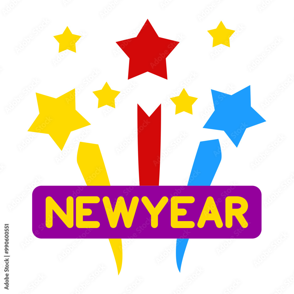 New Year Celebration Icon Style